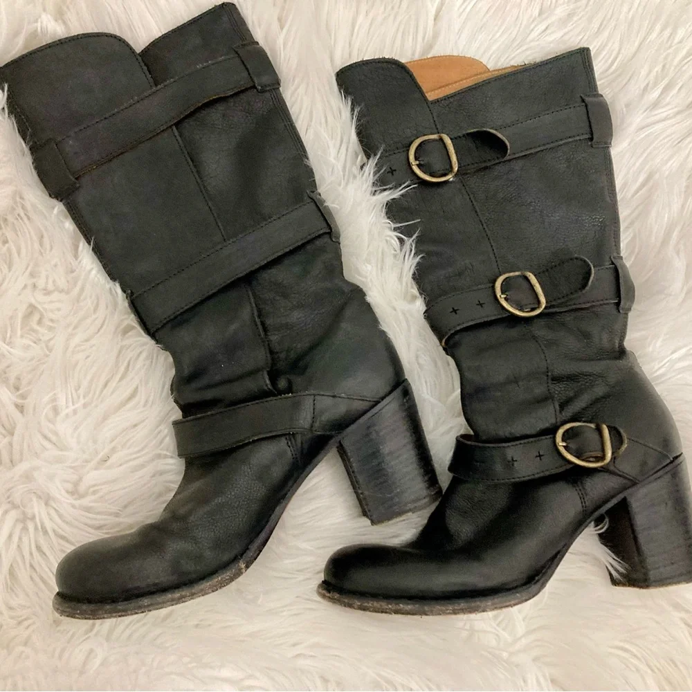 Fiorentini + Baker Tall Black Leather Eternity Heel Buckle Boot Black 38… - Picture 11 of 14